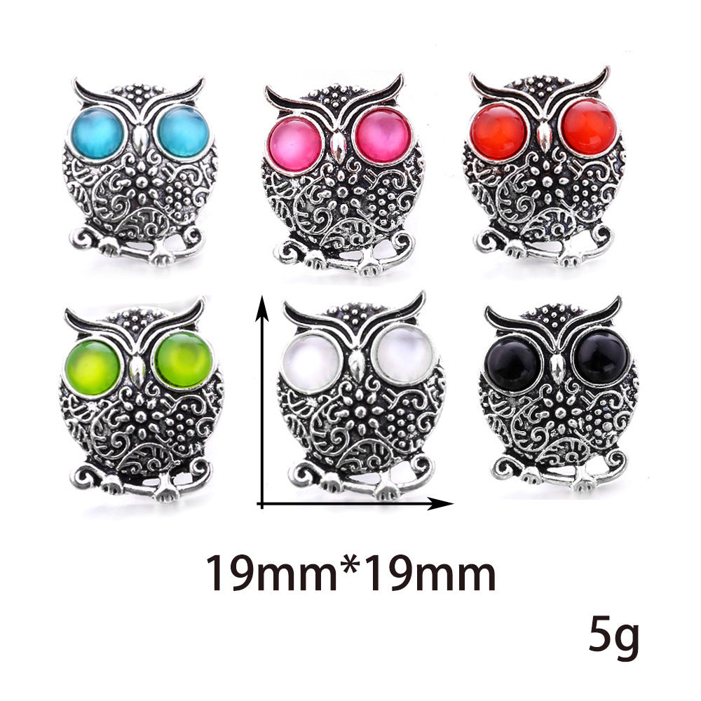 Wholesale Noosa Button Owl Button Bracelet Pendant 18mm Snap Charms Accessories