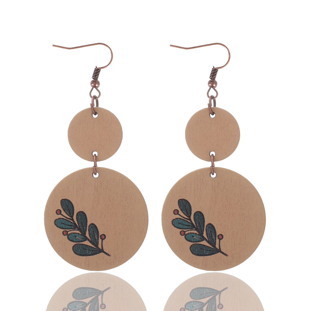 Wholesale  Diamond Irregular Bar Pattern Leaves  Vintage Earrings