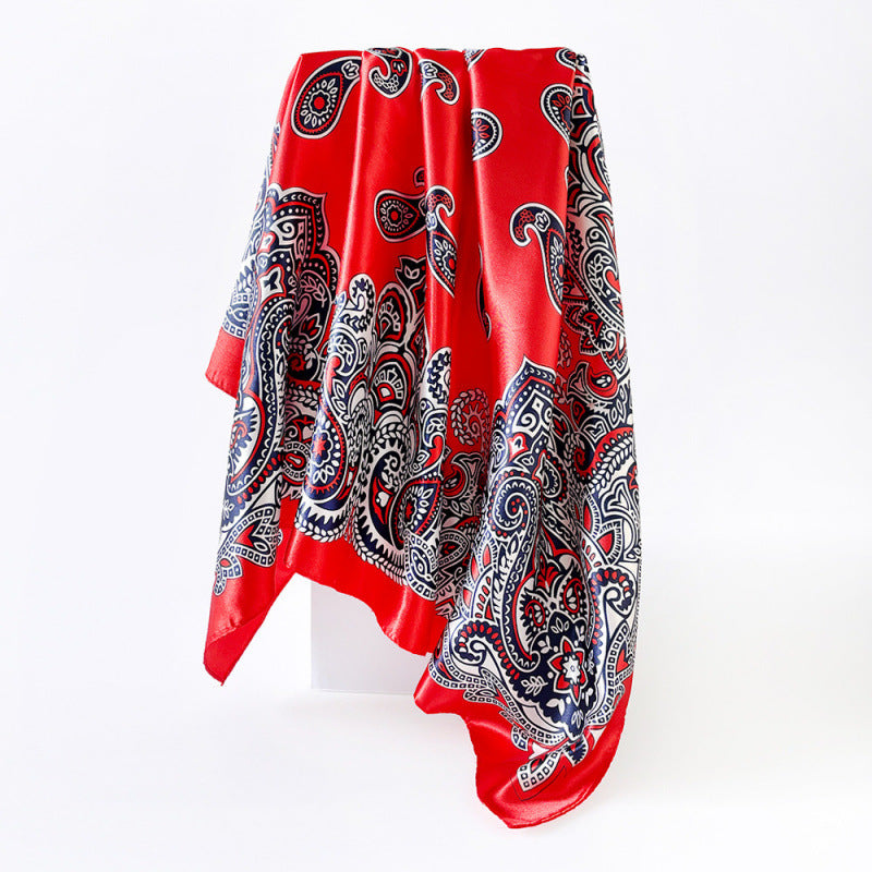 Wholesale Cashew Flower Silk Scarf 90cm Turban Silk Scarf