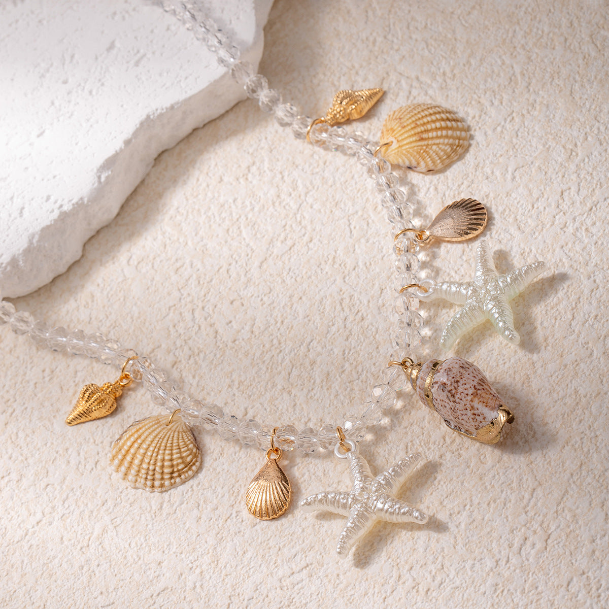 Wholesale Summer Ocean  Shell Necklace  Transparent Beaded Beach  Necklace