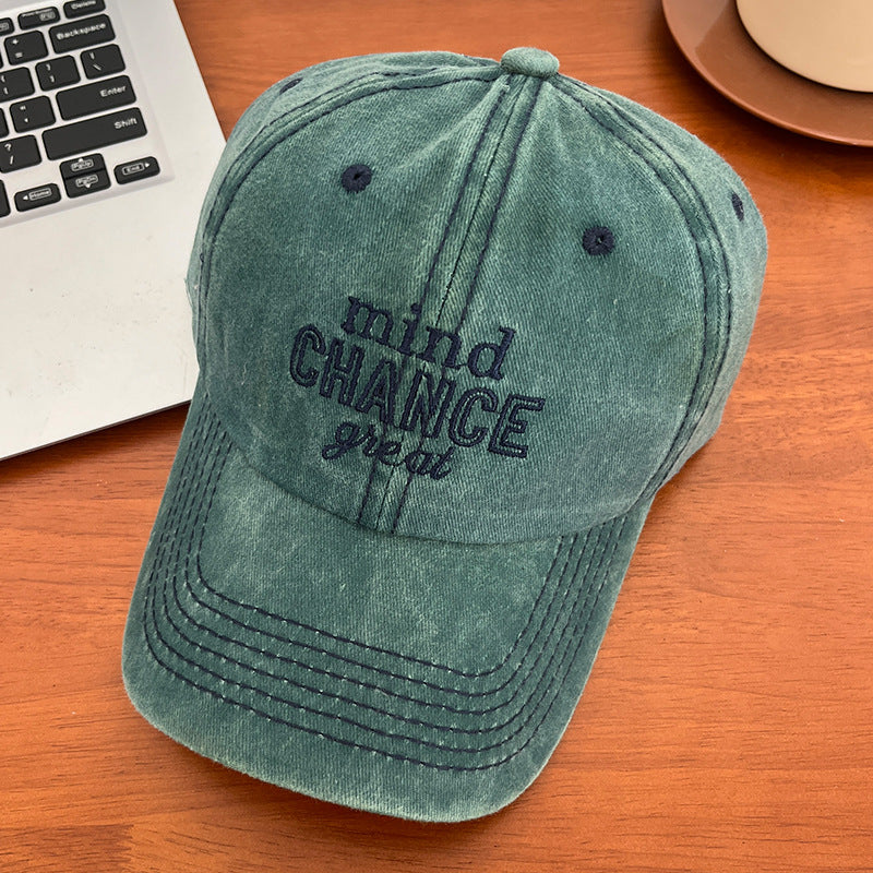 Wholesale Vintage Embroidered Letter Wide Eaves Big Head Sunshade Baseball Cap