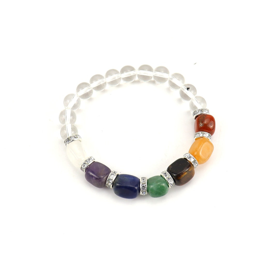 Wholesale Colorful Agate Micro-Paved Diamond Synthetic White Pine Tiger Eye Stone Pink Chalcedony Volcanic Stone Beaded Bracelet