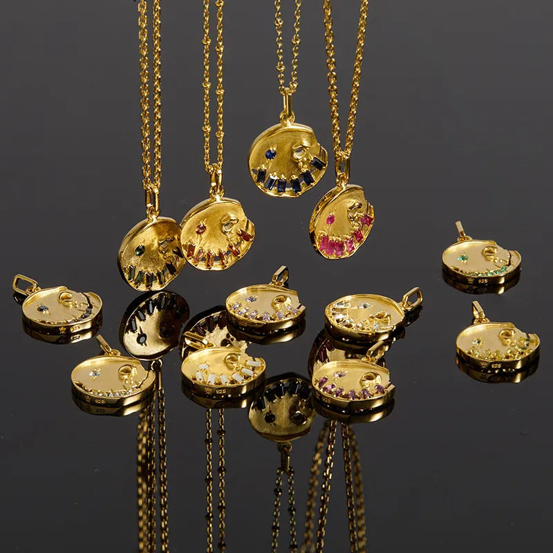 Wholesale  light luxury smile pumpkin inlaid zircon 12 birthstone necklace