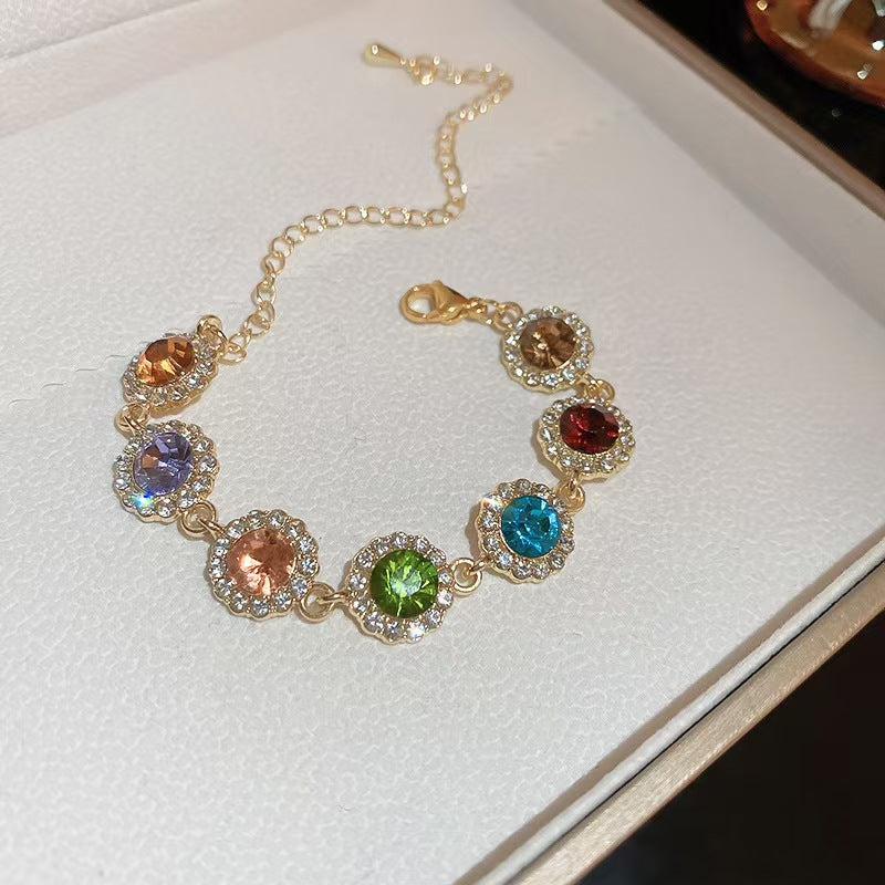 Wholesale Colorful Round Zircon Light Alloy Bracelet Luxury Bracelet ACC-BT-LingQi001
