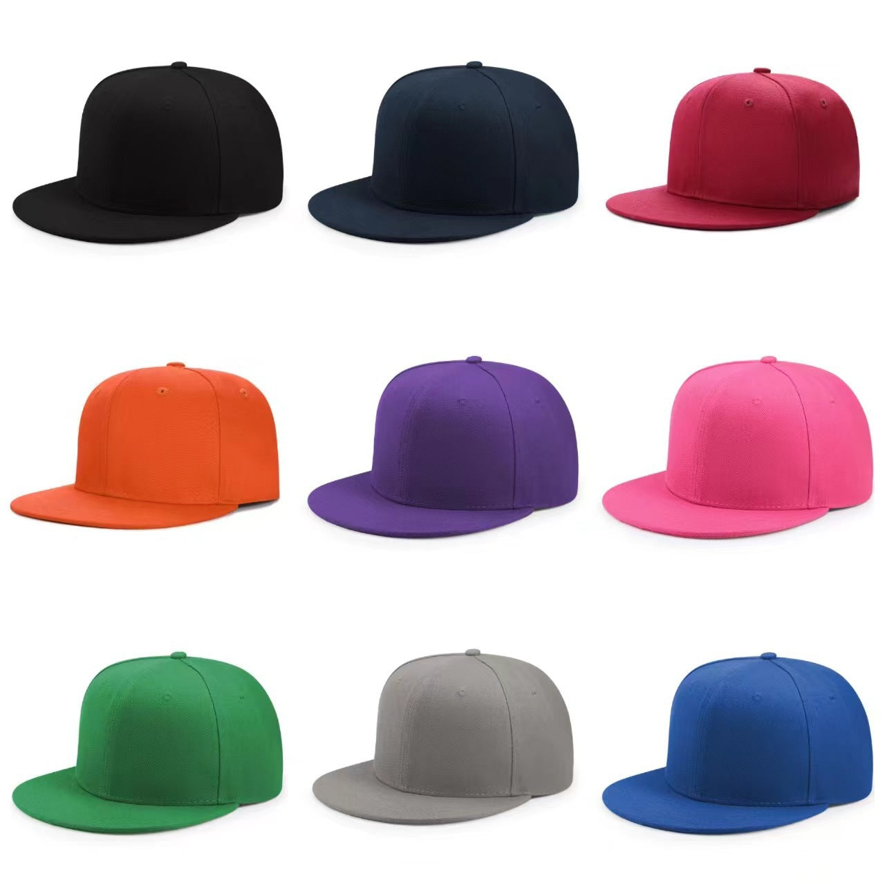 Wholesale Fashion Six Panel Hard Top Flat Brim Hip Hop Baseball Cap Unisex Streetwear Summer Casual Hat