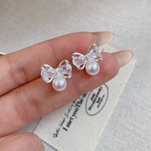 Wholesale Zircon Bow Heart Earrings