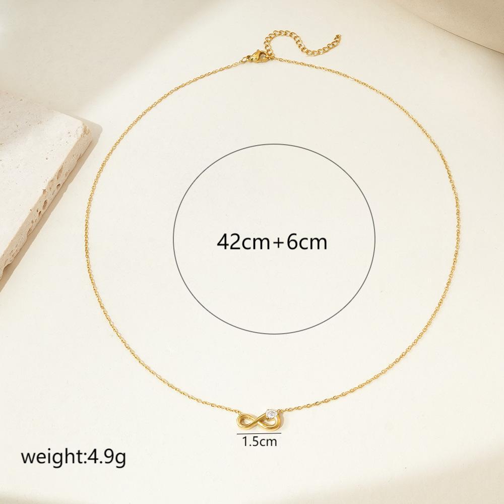 Wholesale Titanium steel infinity symbol necklace with zircon stones