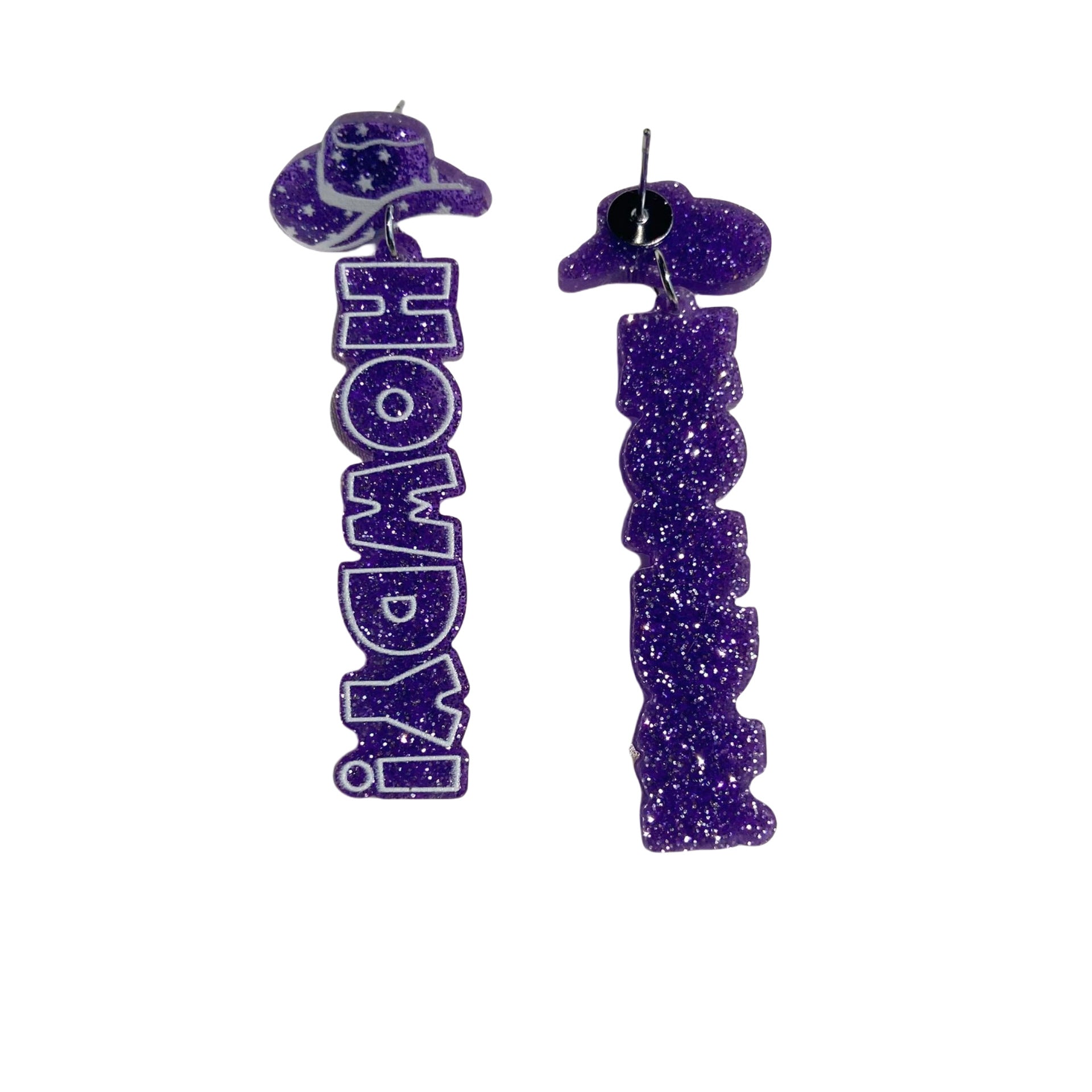 Wholesale Western Cowboy Tribal Cowboy Hat Howdy Letter Glitter Acrylic  Earrings
