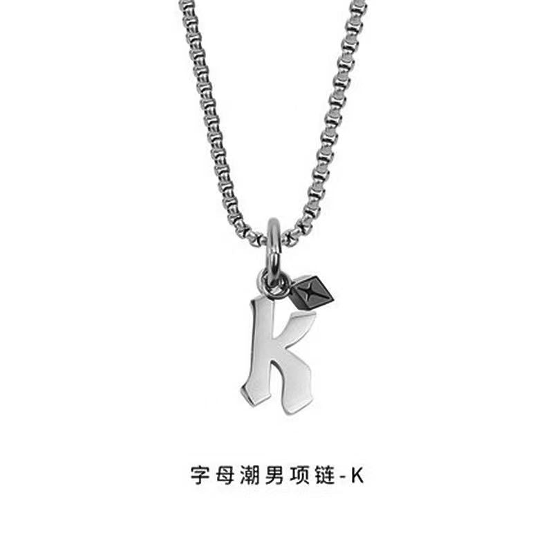 Wholesale Men's 26 Alphabet Titanium Steel Necklace