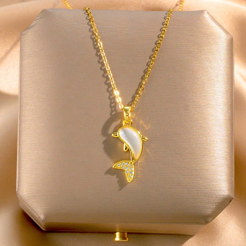 Wholesale Titanium Steel Zircon Clavicle Chain Necklace Korean Style Jewelry Accessory