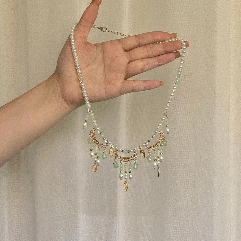 Wholesale  Green Tassel Pearl Necklace