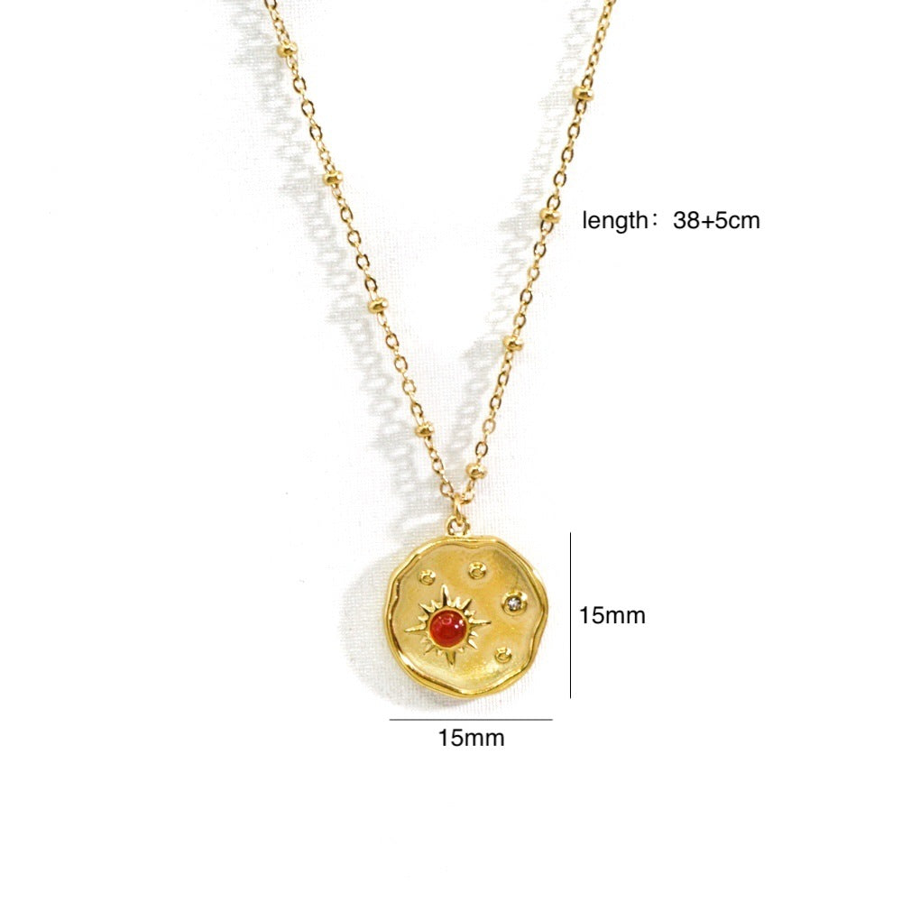 Wholesale 316L Titanium Steel Light Luxury Necklace Natural Stone Shell Fashion 14K Gold Necklace