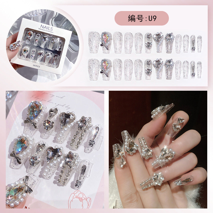 Wholesale 24 Pieces/box Large Diamond Nail Patches Press-on Nails Kits Nail Stickers ACC-NS-DiNa004