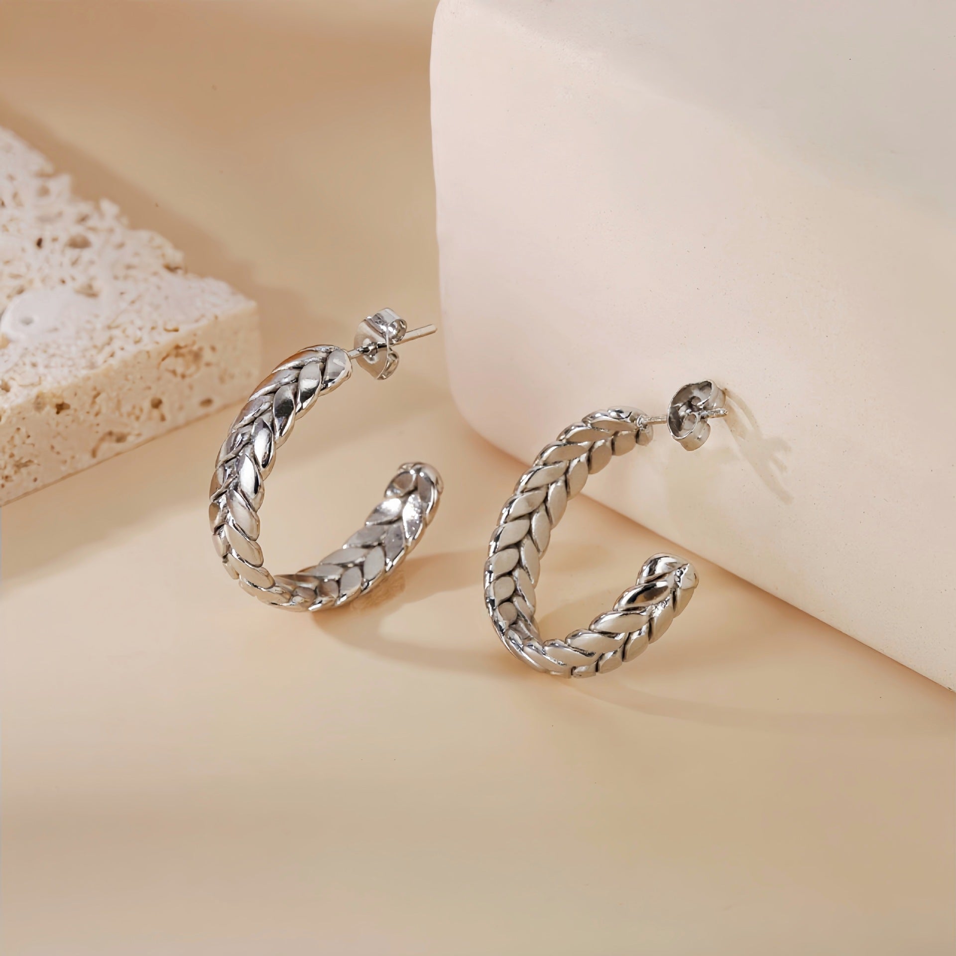 Wholesale Titanium Steel Wheat Ear Earrings