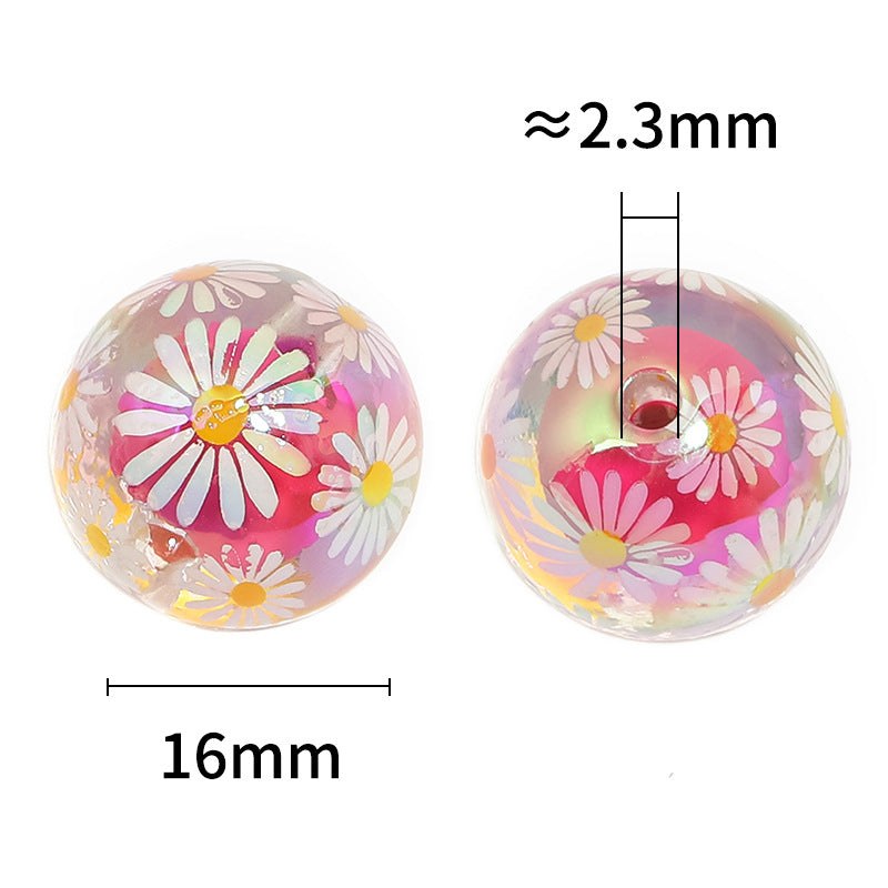 Wholesale 100pcs Acrylic Daisy Print Beads DIY Beaded Pen Accessories ACC-BDS-BLG078
