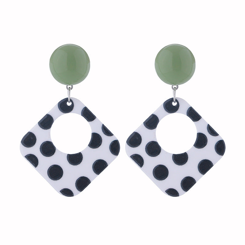 Wholesale Exaggerated Polka Dot Black and White Polka Dot Acrylic Earrings