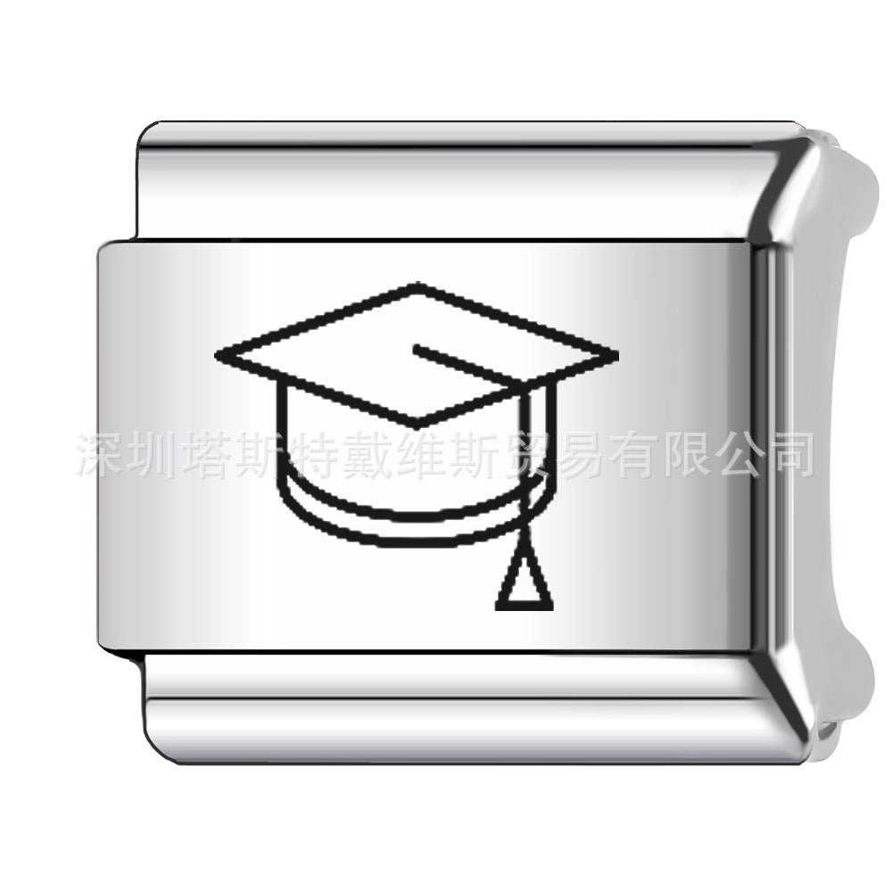 Wholesale 9mm Italian Charm Starter Bracelets DIY square Single Section Creative Stainless Steel Composable Bracelet