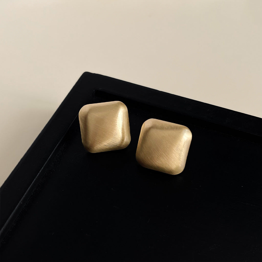 Wholesale  simple brushed frosted bean stud earrings