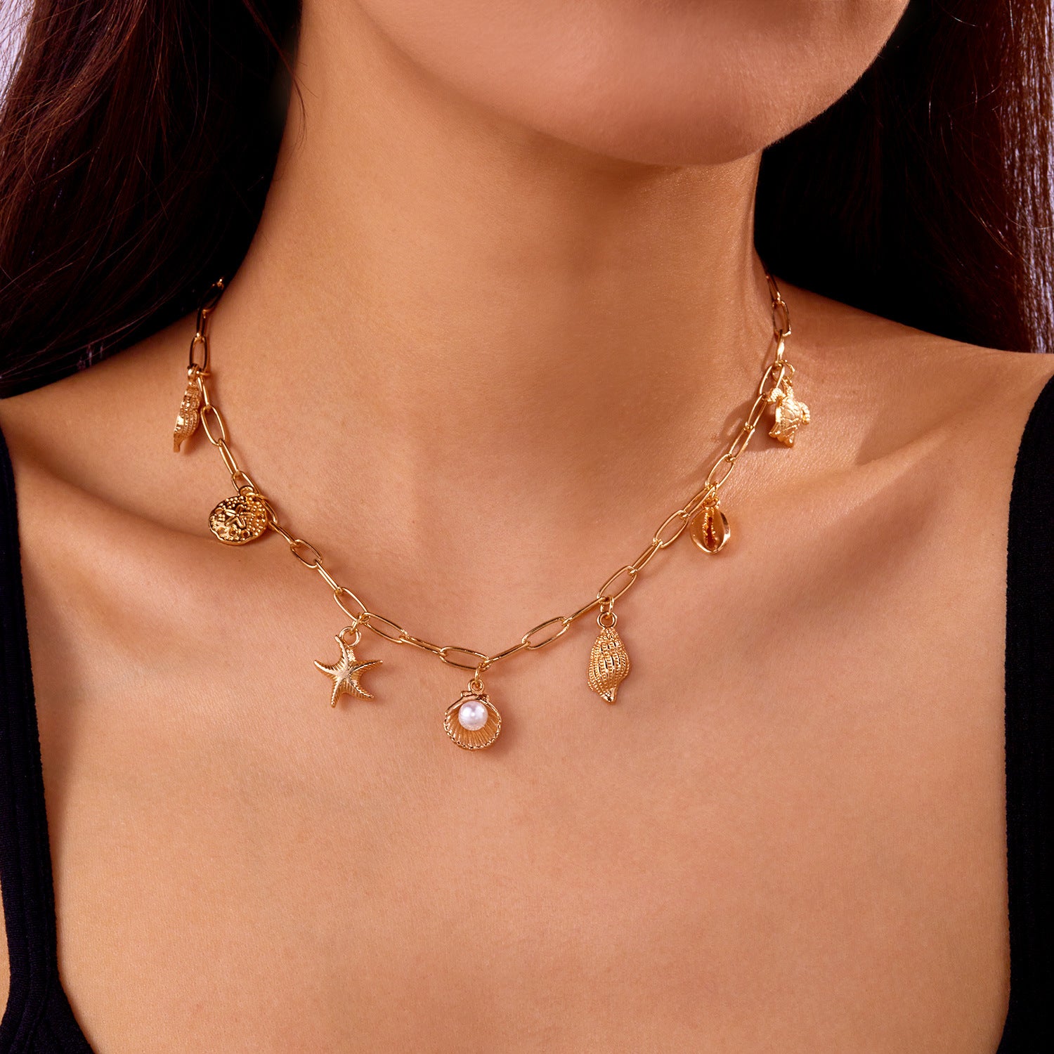 Wholesale Shell Conch Shell Turtle Tassel Pendant Necklace