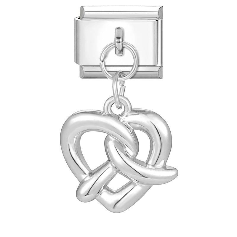 Wholesale Italian Charm Bracelet 9mm DIY Splicing Heart Pendant Stainless Steel Composable Bracelet