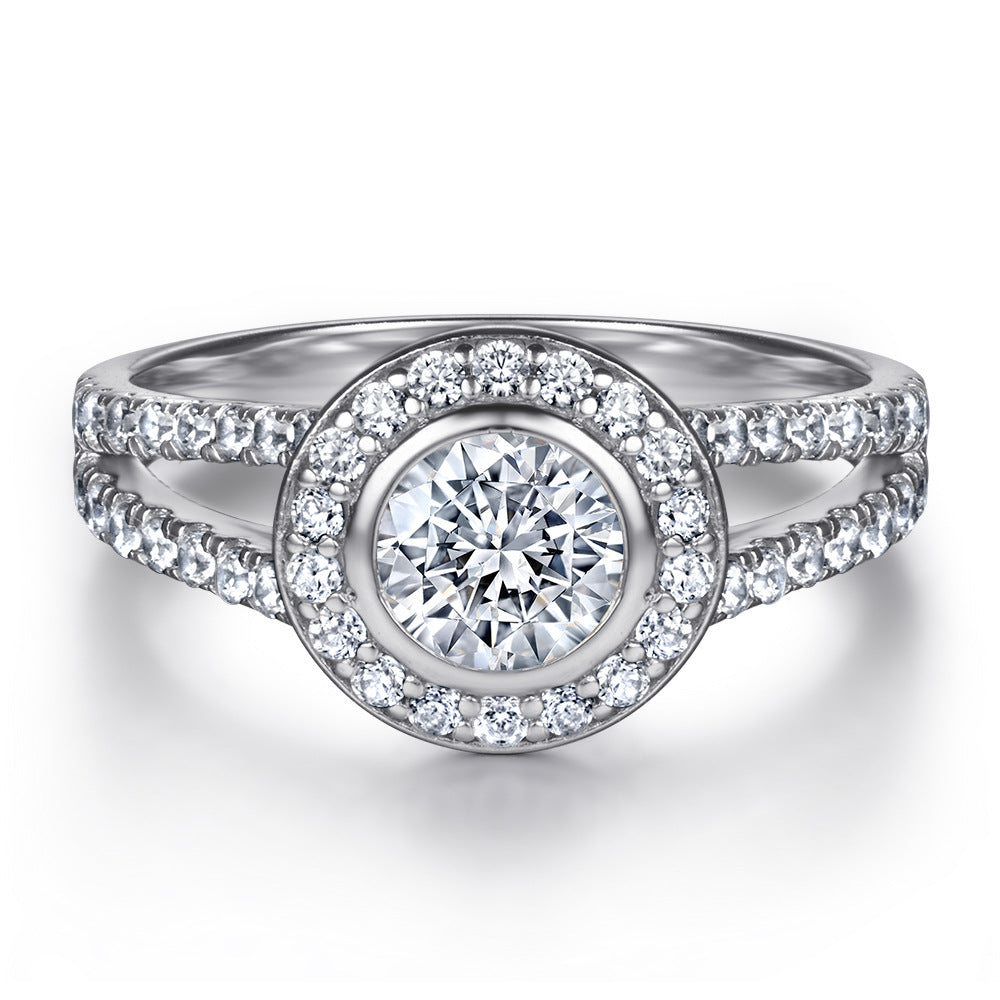 Wholesale  925 sterling silver ring jewelry classic Square row diamond wedding ring