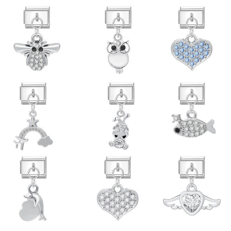 Wholesale Italian Charm Bracelet 9mm DIY Splicing Cute Creative Stainless Steel Composable Bracelet