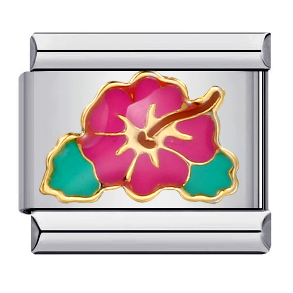 Wholesale Italian Charm Bracelet 9mm DIY Splicing Removable Floral Stainless Steel Composable Bracelet