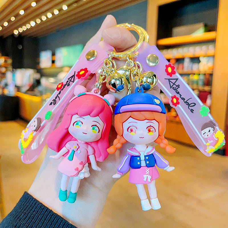 Wholesale Cartoon Creative Trendy Girl Keychain Creative Pvc Doll Couple Bag Pendant