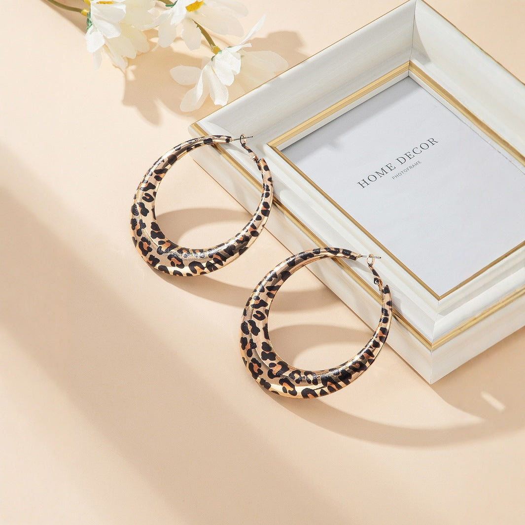 Wholesale leopard print exaggerated large earrings