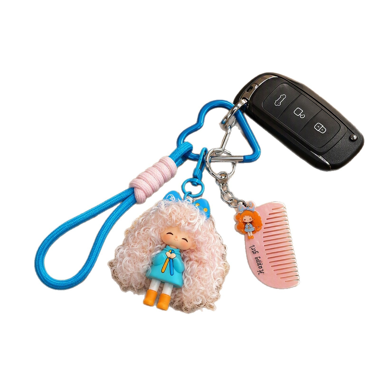 Wholesale Trendy Cartoon Girl Keychain Pendant Cute Fuzzy Hair Charm For Backpack Phone Purse