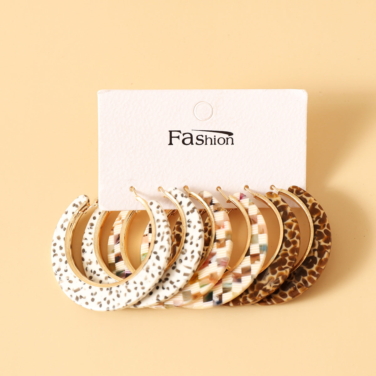Wholesale Modern Acetate C-Shaped Round Earrings Geometric Design Gift Jewelry Accessory