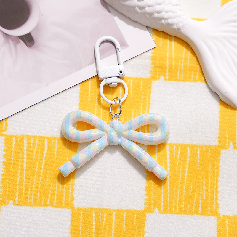 Wholesale Trendy Dopamine Bow Sweet Acrylic Keychain Bag Accessory Decorative Gift for Boutique Resale