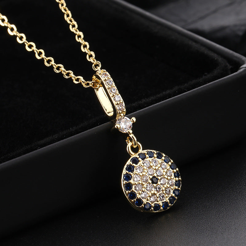 Wholesale Chic Demon Eye Pendant Necklace Copper Electroplated O Shaped Chain Stylish Jewelry Accessory For Boutique Resale