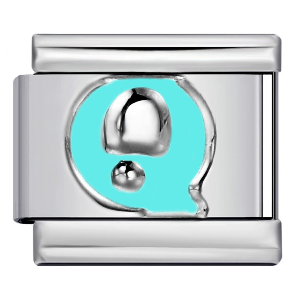 Wholesale Italian Charm Bracelet 9mm DIY Splicing Blue Letter Series Stainless Steel Composable Bracelet