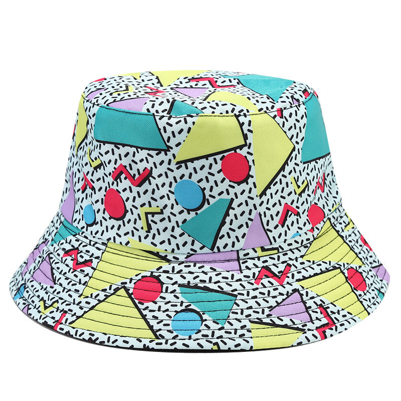 Wholesale Geometric Lined Fisherman's Hat Double-sided Printed Bucket Hat