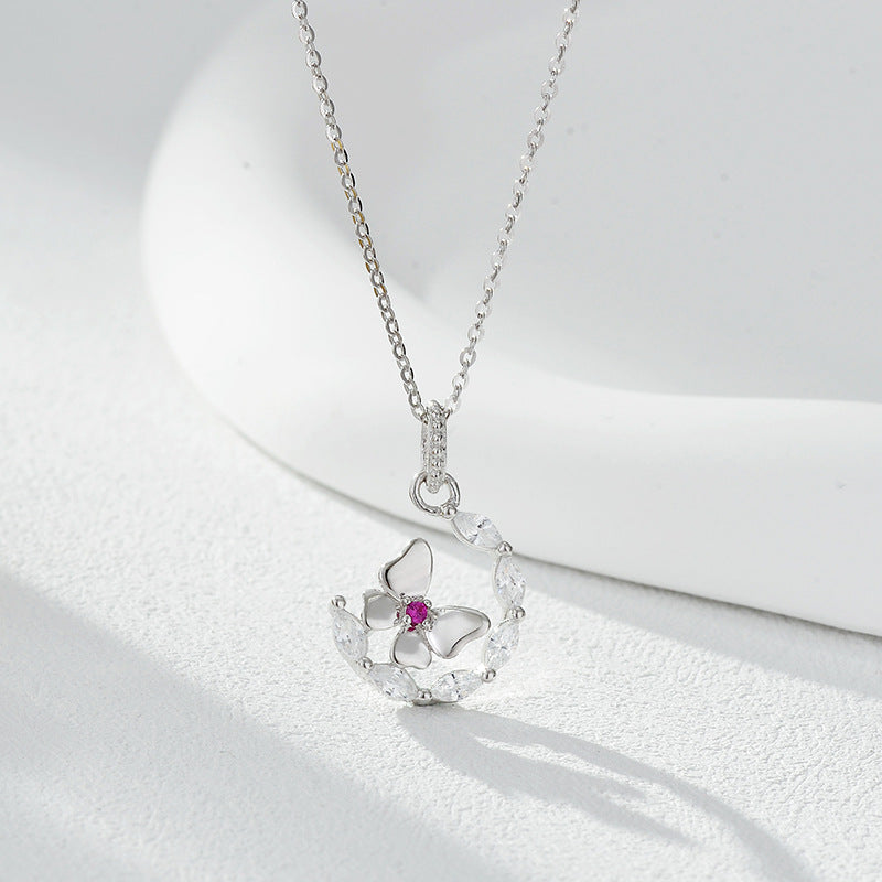 Wholesale  Butterfly Flower  Zirconia Necklace