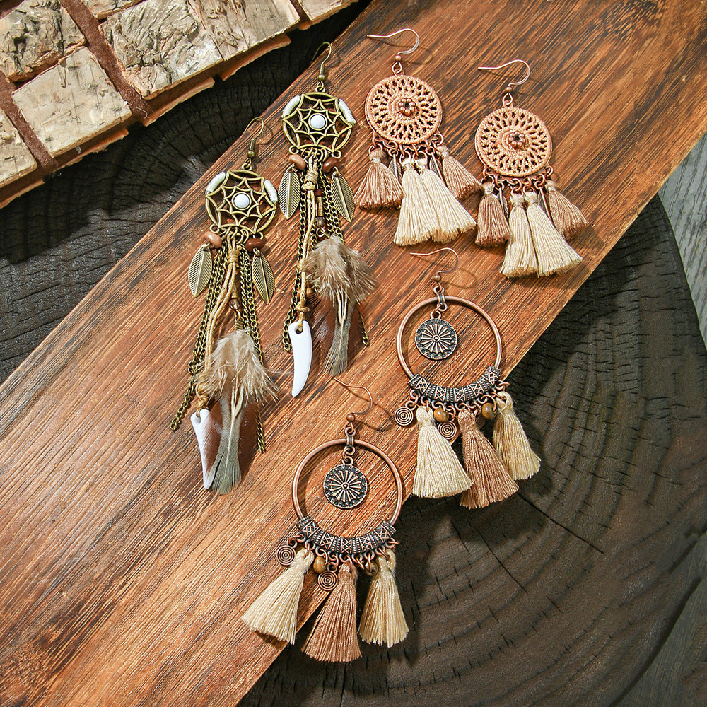 Wholesale Ethnic Style Tassel Earrings,  Retro Tribal Design Trendy Fashion Accessory for Party Wear