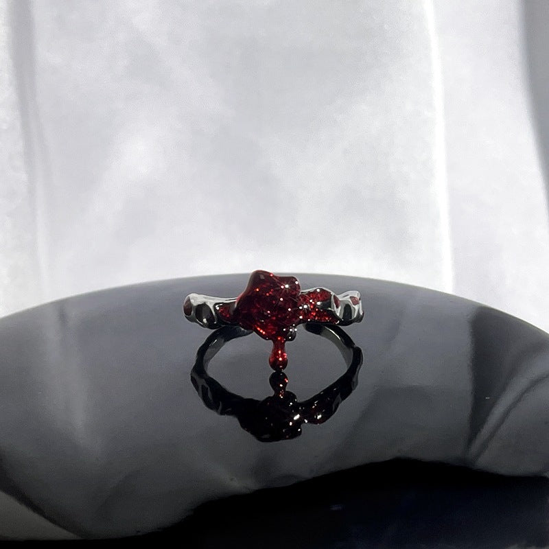 Wholesale  red enamel sweet cool punk ring