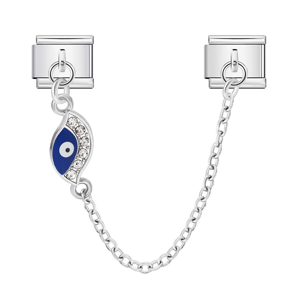 Wholesale  Italian Charm Bracelet 9mm DIY Devil' s Eye Hook Creative Stainless Steel Composable Bracelet