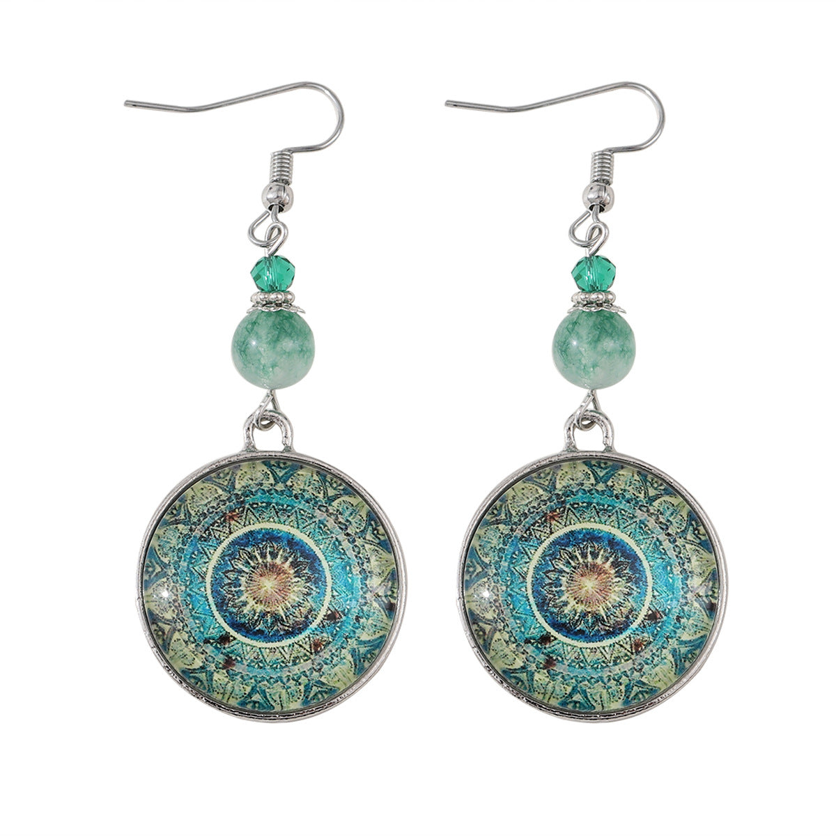 Wholesale Retro Mandala Flower Time Gem Earrings