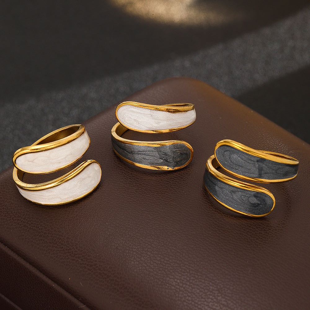 Wholesale Retro Round Spliced Open Ring White Copper Zircon Trendy Fashion Jewelry Accessory For Everyday