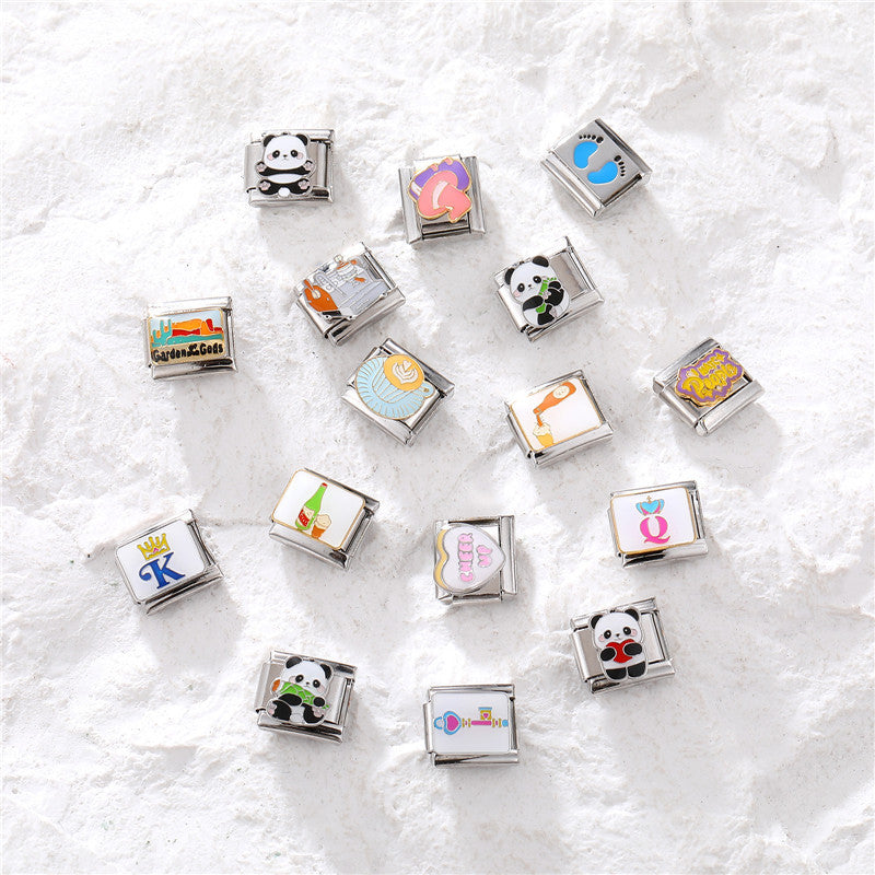 Wholesale Italian Charm Bracelet 9mm DIY Splicing Creative Pattern Titanium Steel  Composable Bracelet