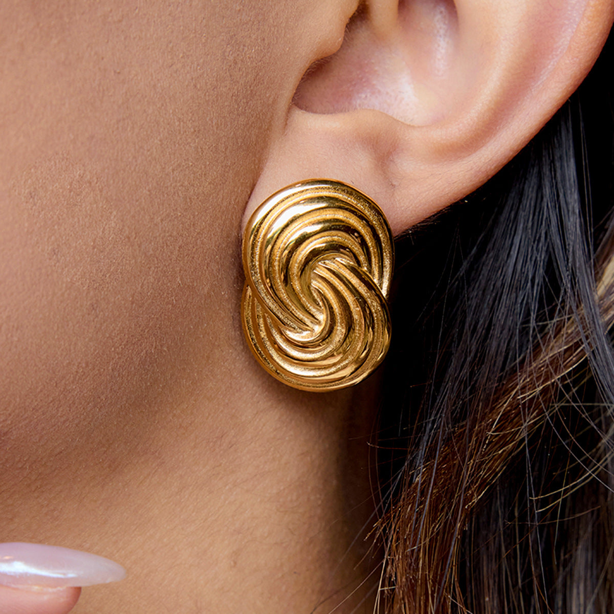 Wholesale 18K Gold Stainless Steel Spiral Wrap Earrings