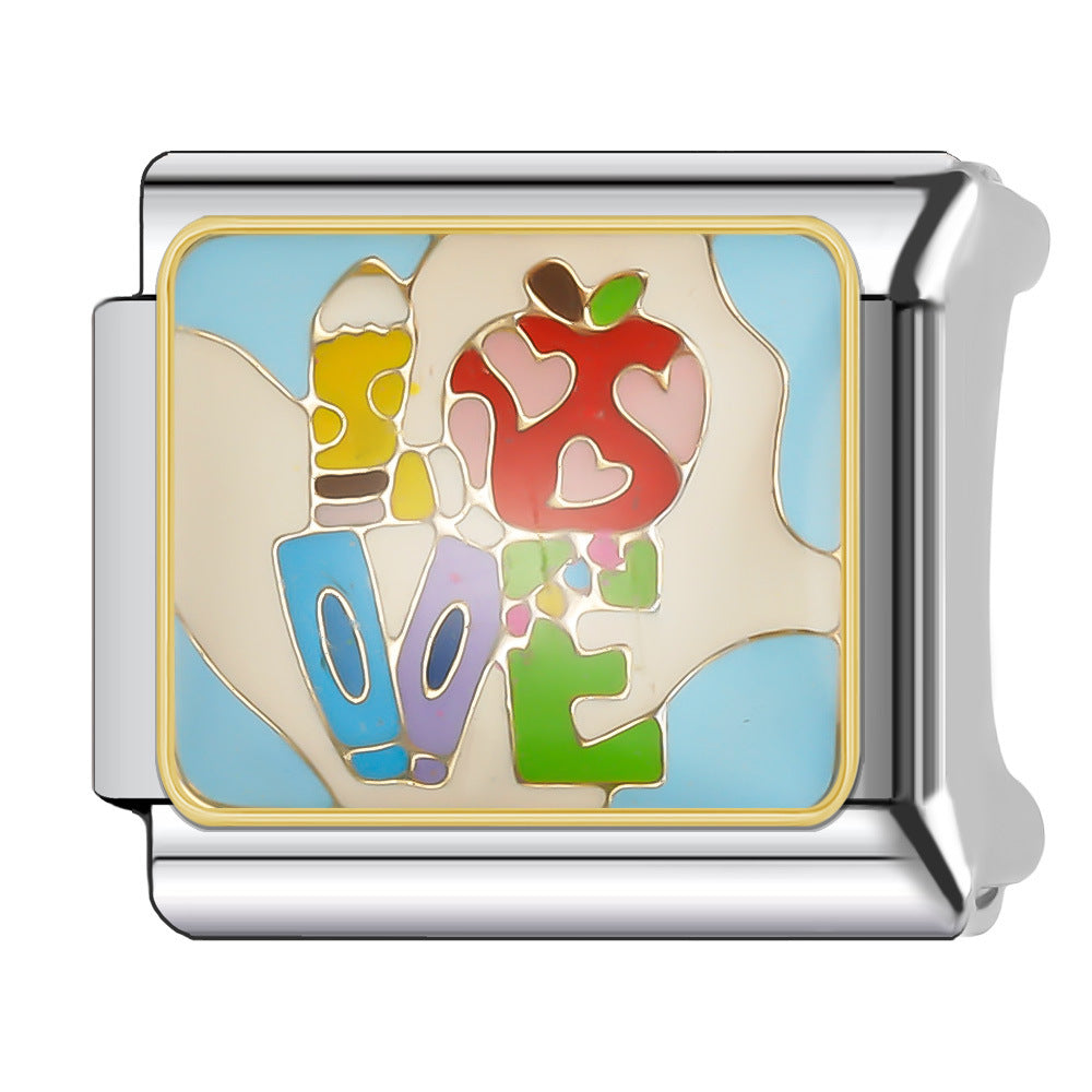 Wholesale Italian Charm Bracelet 9mm DIY Splicing Tutorial Student Series Stainless Steel Composable Bracelet