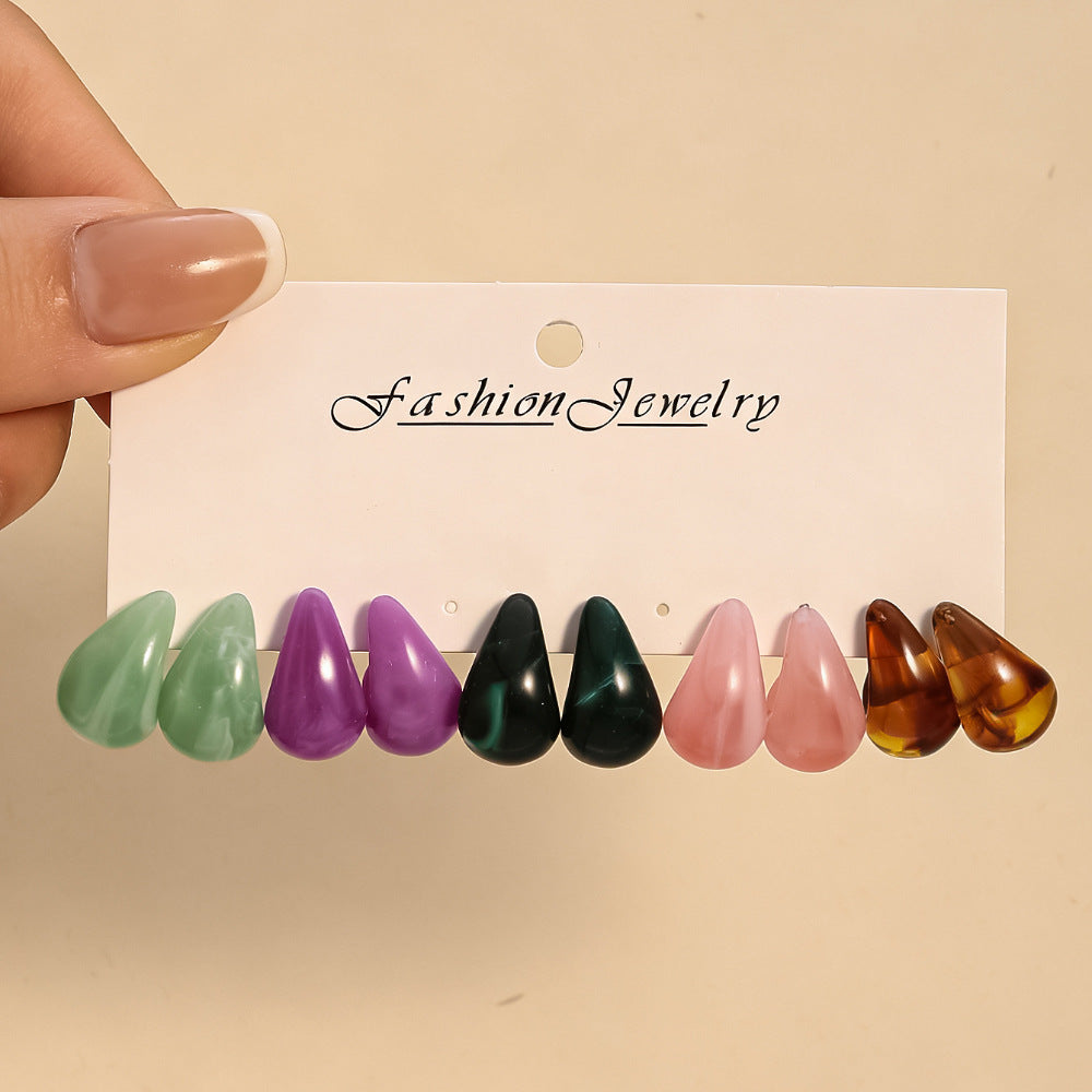 Wholesale Water Drop Resin Drop Earring Set - Chic Fashion Accessory for Gift Boutique Resale