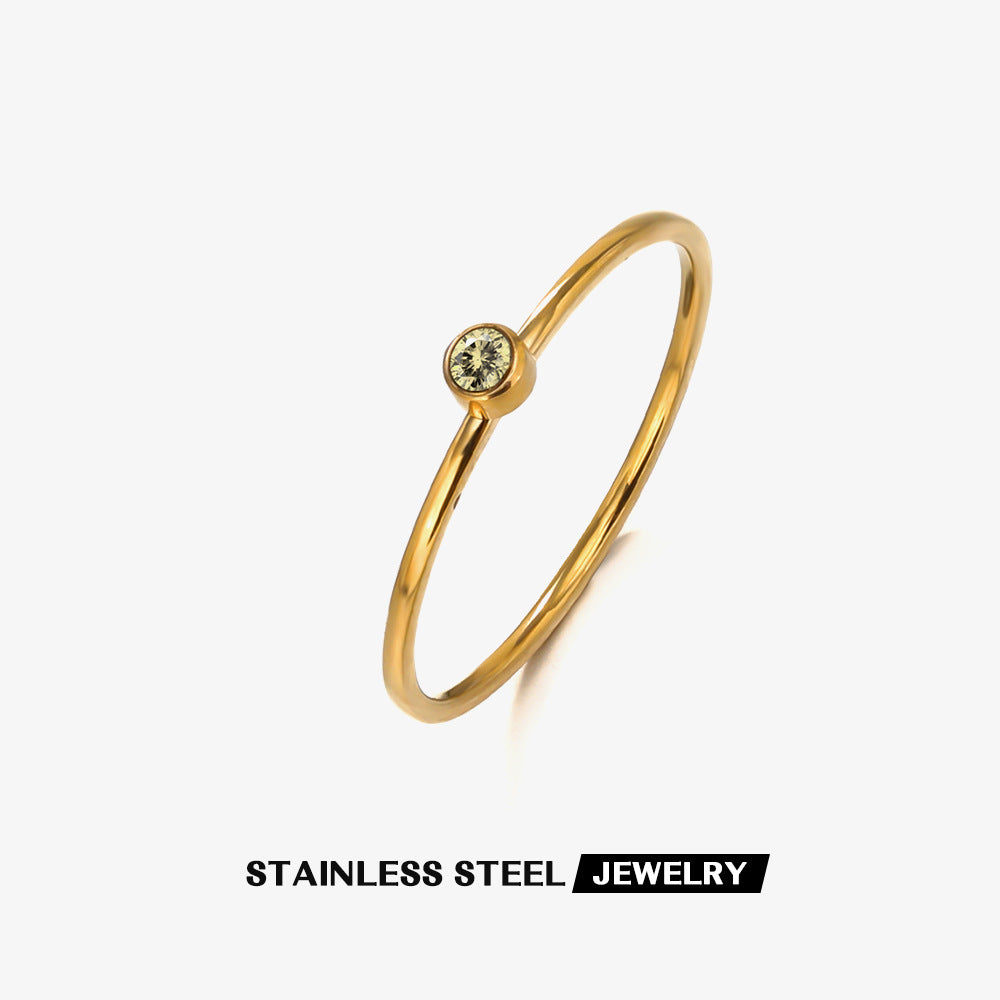 Wholesale Twelve Month Birthstone Diamond Stainless Steel Rings ACC-RS-JiaLi006