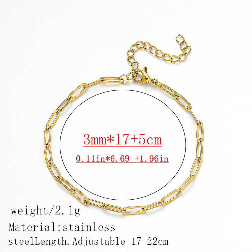 Wholesale Cross-Border Hot-Selling Stainless Steel Gold Bracelet for Women,  Plated with 18K Real Gold,  Fashionable and Versatile Bracelet,  Wholesale Titanium Steel Bracelet