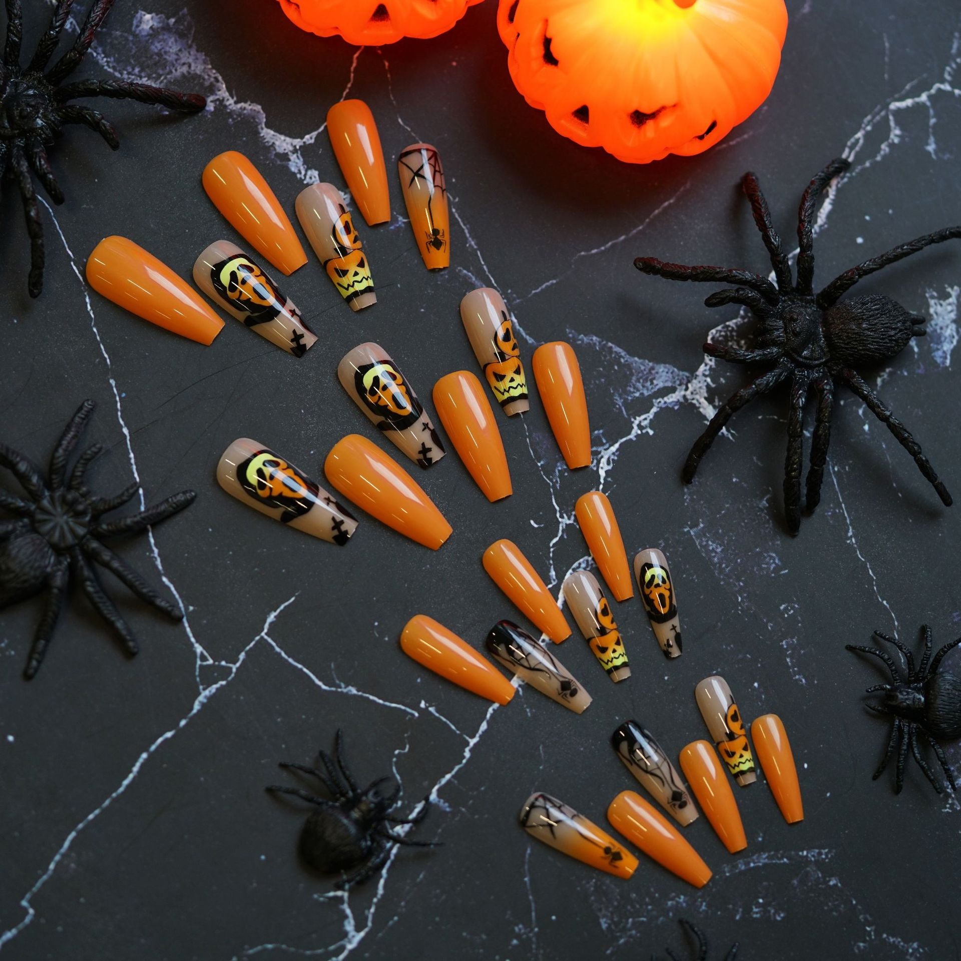 Wholesale 24 Pieces/ box  Pumpkin Nails Kits Nail Stickers