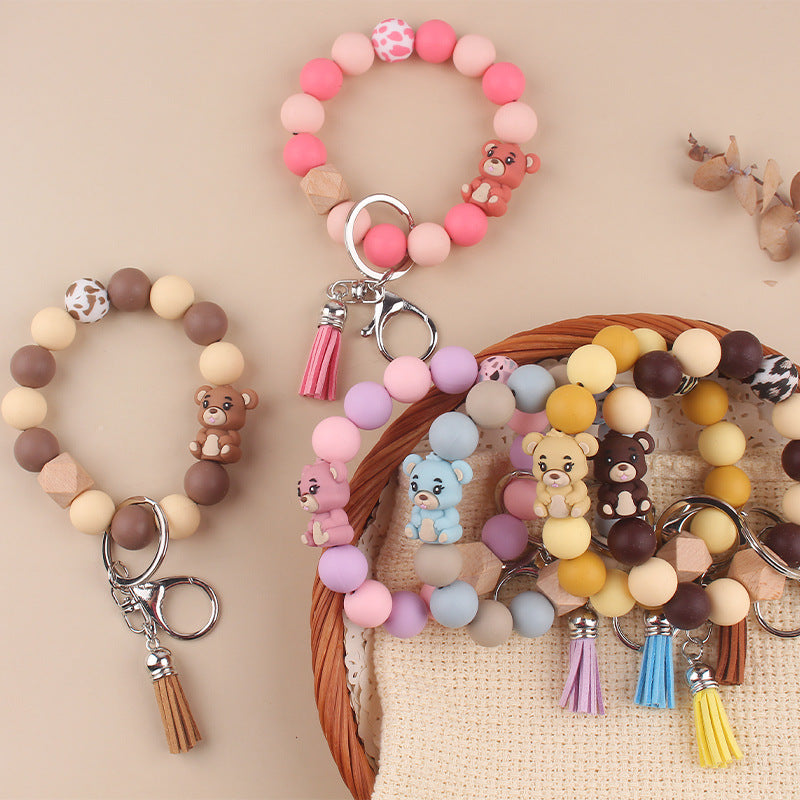 Wholesale Cartoon Three-dimensional Bear Silicone Keychain