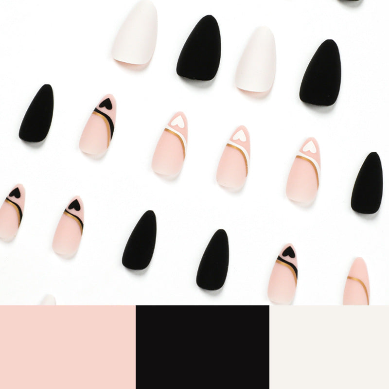 Wholesale 24 Pieces/box Black and White Love Nails Kits Nail Stickers ACC-NS-LeFan196